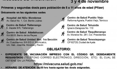 Avanza vacunación contra  SARSCoV-2 a los de 5 a 11
