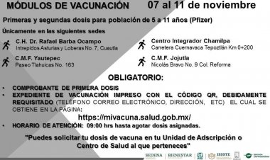 Siguen invitando a vacunación contra covid-19 para los menores de 5 a 11
