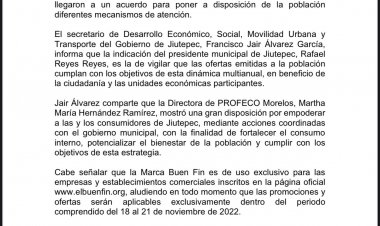 Gobierno de Jiutepec y Profeco  verifican ofertas de El Buen Fin