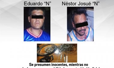 Estos dos están acusados de robar  cable a una empresa de Oaxtepec