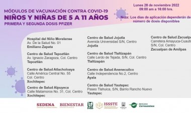 Continúa la vacunación contra covid a menores