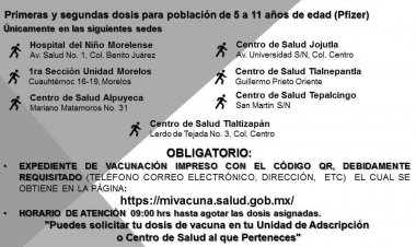 Avanza esta semana vacunación contra covid para menores de 5-11