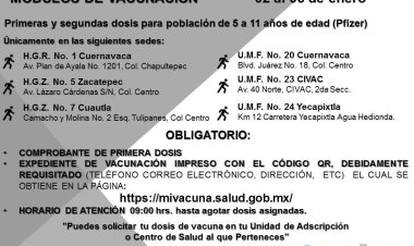 Comienza primera semana del año con vacuna anticovid a menores