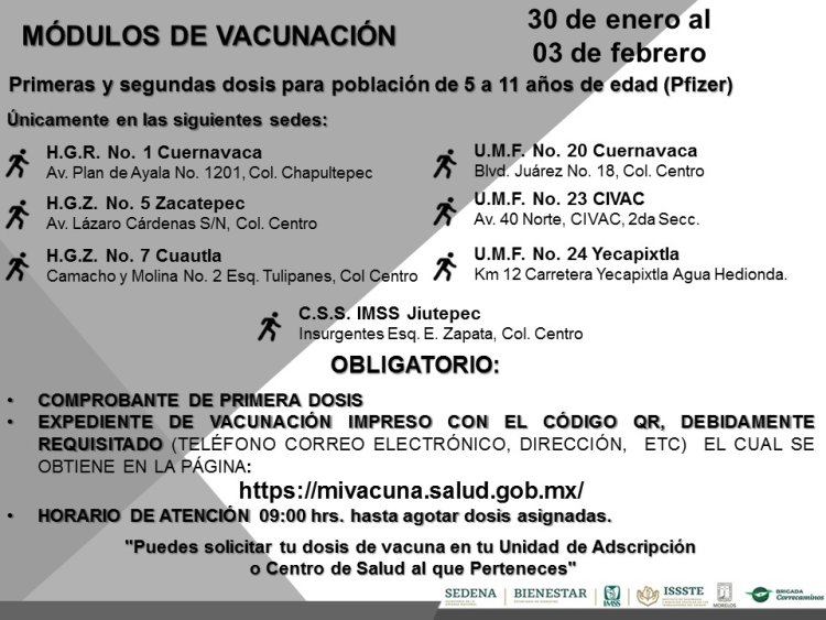 Sigue vacunación anticovid para adultos y menores de 5 a 11