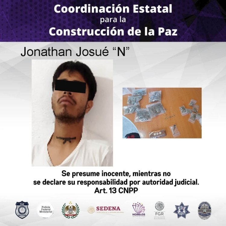 Por delitos contra la salud, detuvieron a este hombre en el municipio de Tepoztlán