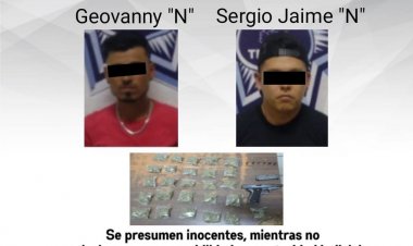 Asegura la Policía que estos dos traían arma y drogas prohibidas