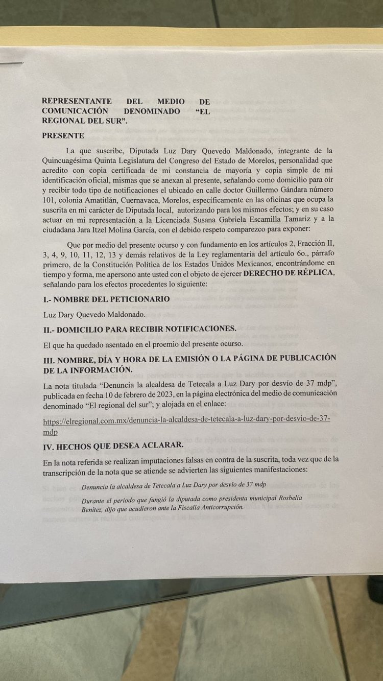 Desmiente Luz Dary Quevedo  dichos de alcaldesa de Tetecala