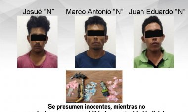 Aseguran a tres hombres por su presunta responsabilidad en delitos contra la salud