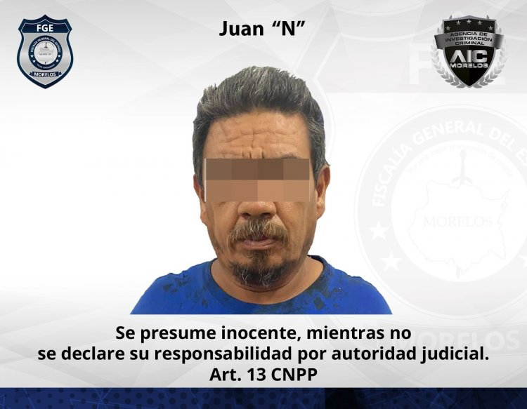 Por crimen perpetrado en Amacuzac, aprehenden a Juan de 52 años de edad
