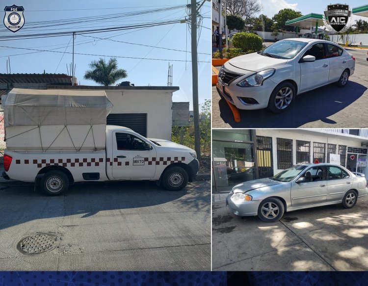 La FGE logró asegurar tres  vehículos de procedencia  ilícita en Jojutla y Zacatepec