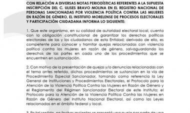 Niega IMPEPAC haber sancionado a Ulises Bravo por violencia política