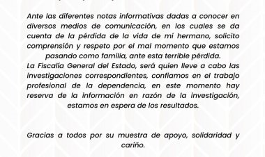 Pide diputada Macrina Vallejo respeto tras el asesinato de su hermano