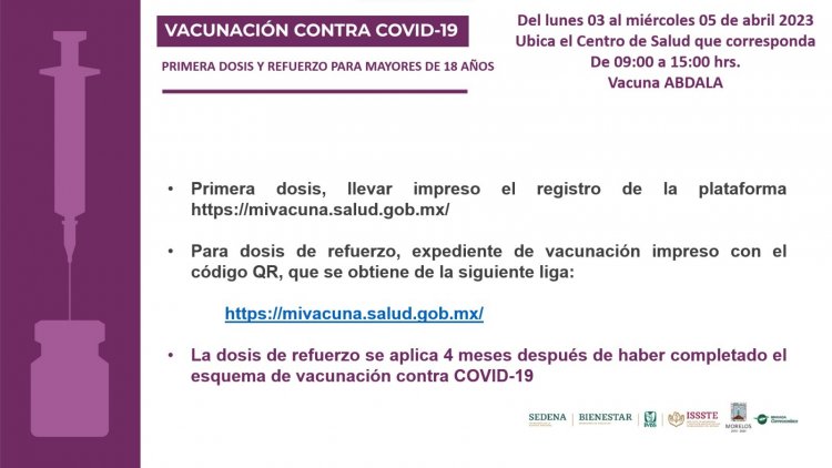 Pese a ser la Semana Mayor, continuará la vacunación anticovid, de lunes a miércoles