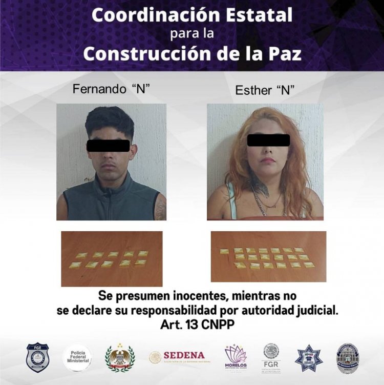 Esta pareja de Cuernavaca fue detenida acusada de delitos en contra de la salud