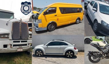 Fueron recuperados vinco vehículos en distintos municipios de la entidad
