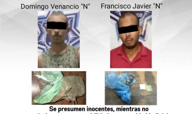 Este par de Temixco, acusado de traer presuntos marihuana, cocaína y cristal