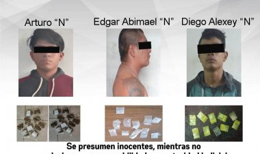 En 3 diferentes lugares pescaron a igual número de hombres por droga