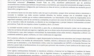 Externa pesar el obispo Castro por tantos delitos en las vías Cuernavaca-CDMX