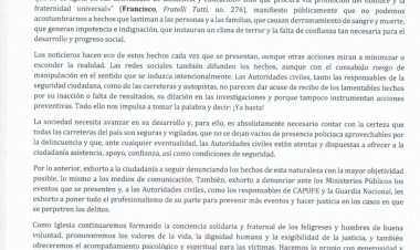 Basta de crimen e impunidad  en las vías a la CDMX: obispo