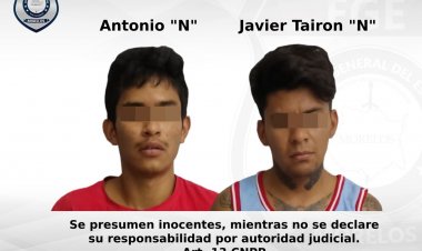 Capturados con armas de fuego Antonio “N” y Javier Tairon “N”
