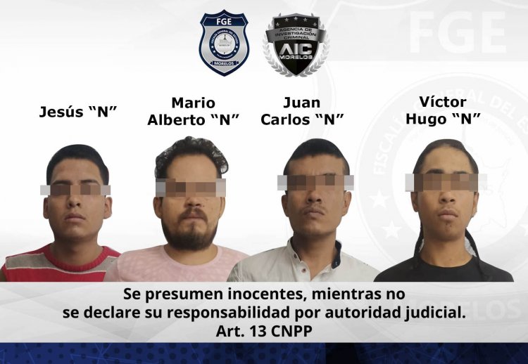 Van cuatro masculinos al penal por presunto homicidio en Cuautla