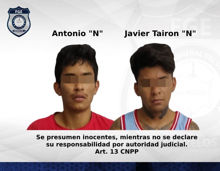 Capturados con armas de fuego Antonio “N” y Javier Tairon “N”