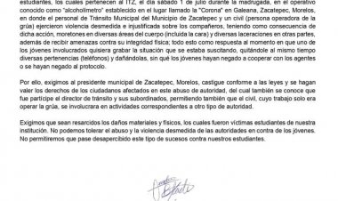 Denuncian supuestos abusos de Policía de Tránsito de Zacatepec