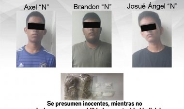 Detenidos como sospechosos, a estos  tres les encontraron supuestas drogas