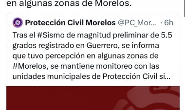 Temblor matutino sorprendió a Morelos; no se registraron daños