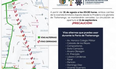Cierre temporal en la avenida  Zapata por Feria de Tlaltenango