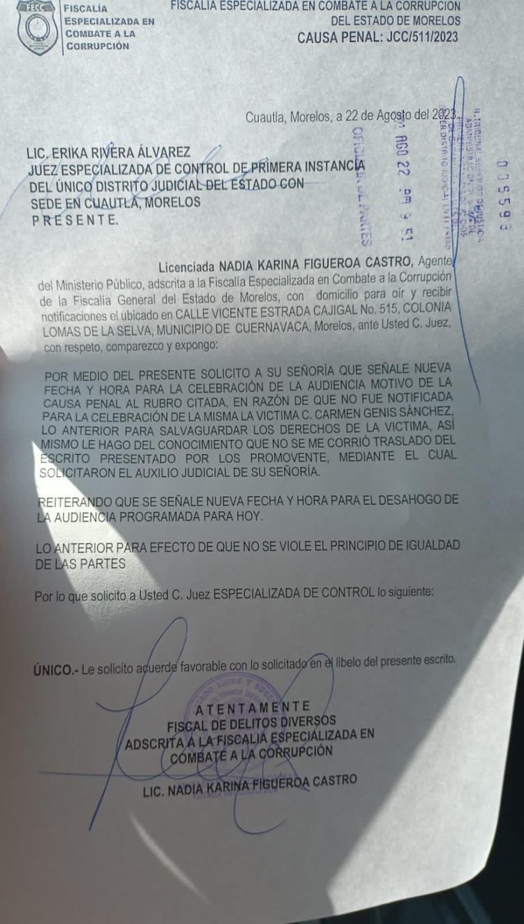 Se niega MP de la Fiscalía Anticorrupción a acudir a audiencia con Rodrigo Arredondo