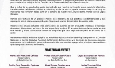 Cuauhtémoc Blanco y gobernadores de la 4T respaldan encuesta de Morena