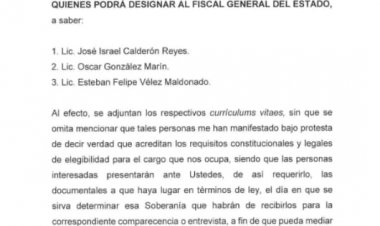El Ejecutivo envió ya terna para titular de la FGE
