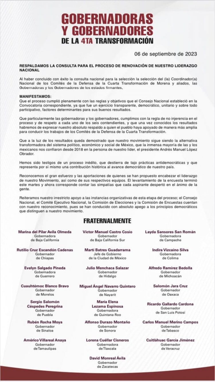 Cuauhtémoc Blanco y gobernadores de la 4T respaldan encuesta de Morena