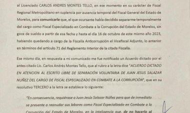 Acusa Juan Salazar que fue forzado a dejar la Fiscalía Anticorrupción