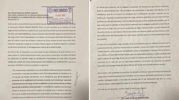 Salazar Núñez acusa haber  sido forzado a dejar la FECC