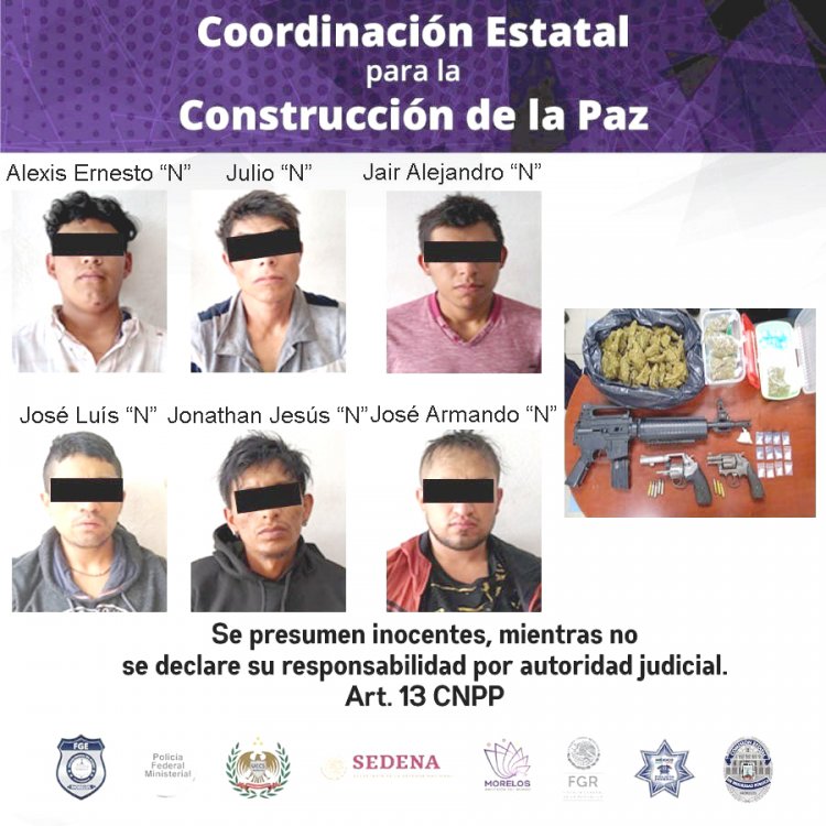 Aprehendidos 6 por delitos contra la salud en Jiutepec