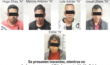 Quinteta de 4 hombres y una mujer cayó por drogas y arma