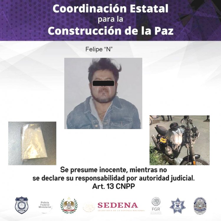 En Tlaltizapán, quedó detenido por traer droga y moto ilegales