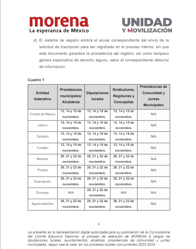 Emite Morena la convocatoria a  candidatos a ediles y diputados