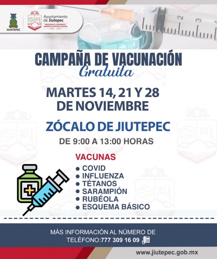 Gobierno de Jiutepec invita a participar en campaña de vacunación