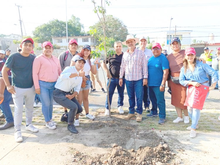 El gobierno de Rodrigo Arredondo y habitantes reforestan una carretera