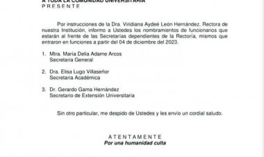 Designa rectora de la UAEM, Viridiana Aydeé, a integrantes de su gabinete