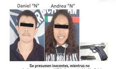 Detienen a pareja con arma y cartuchos prohibidos