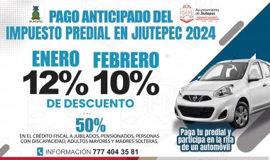 Se amplían fechas de descuento para pago de predial en Jiutepec