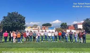 Gobierno de Jiutepec rehabilita cancha de futbol
