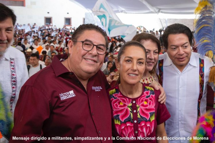 Claudia Sheinbaum y Víctor Mercado, se reunieron con militantes