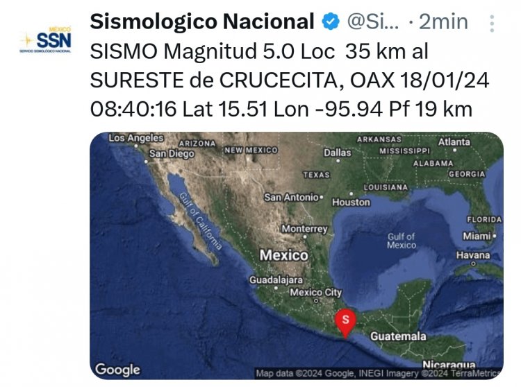 Se activaron protocolos en Morelos por un sismo en Oaxaca