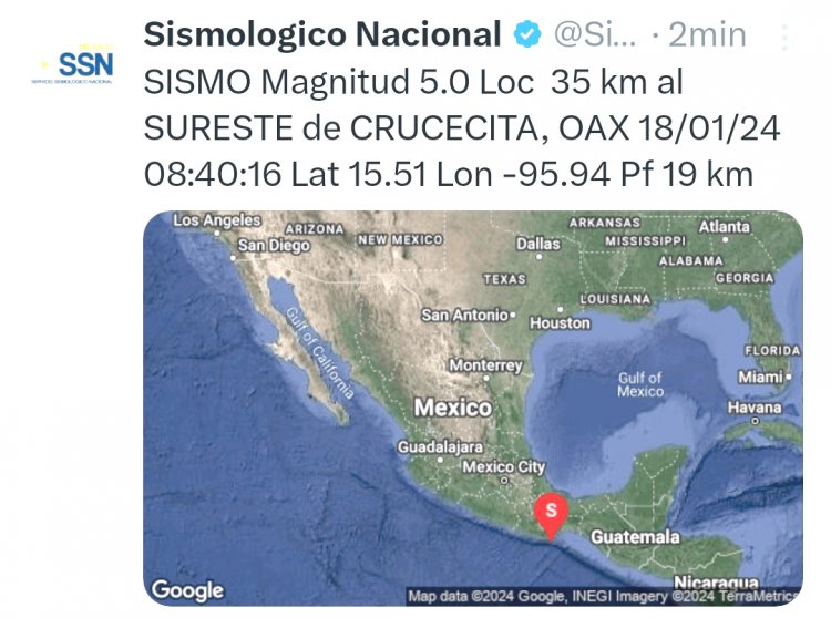 Saldo blanco en Morelos  tras un sismo en Oaxaca