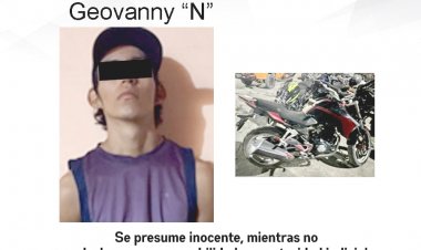 Capturan al joven Geovanny con una motocicleta robada